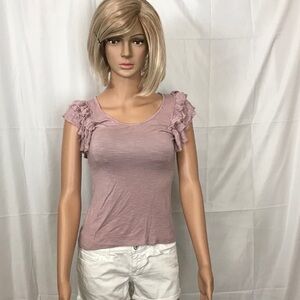 Soprano Lavender Ruffle Cap Sleeve Blouse Sz Sm